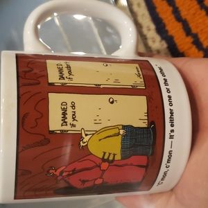 Vintage 1985 Far Side Coffee Mug Gary Larson Devil Damned If You Do / Don't